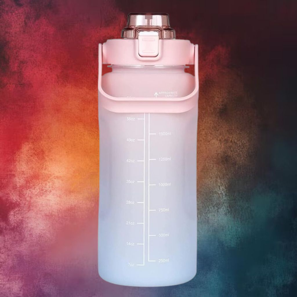 2L Reusable Hydration Bottle with Motivational Quotes 2000 ml Plastic Bottle-image-8