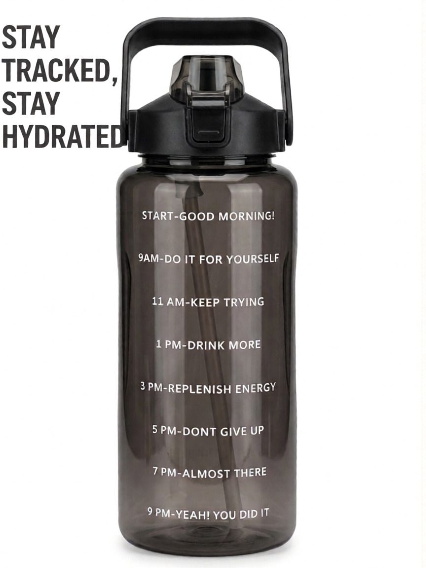 Motivational 2 liter Plastic Transparent water bottle Time Marker with handle 2000 ml Plastic Sipper-image-39