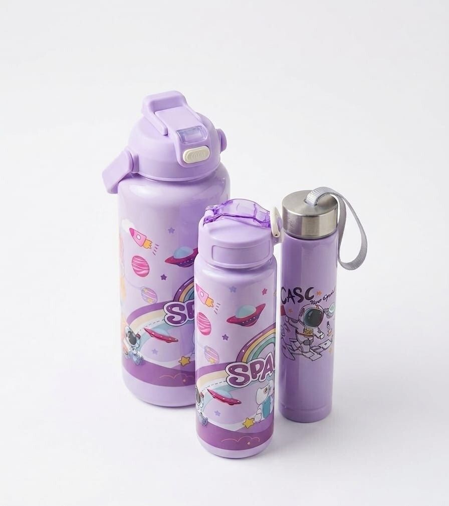 2L 2000ML Purple Astronaut Water Bottle Combo Pack of 3 for kids 1998 ml Plastic Bottle-image-36