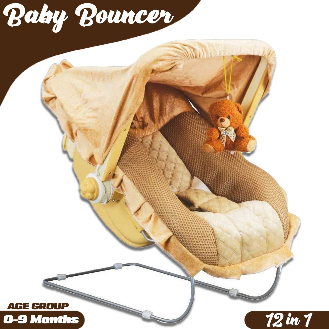 Premium Quality Super Deluxe 12 in 1 Musical Carry Cot Bouncer