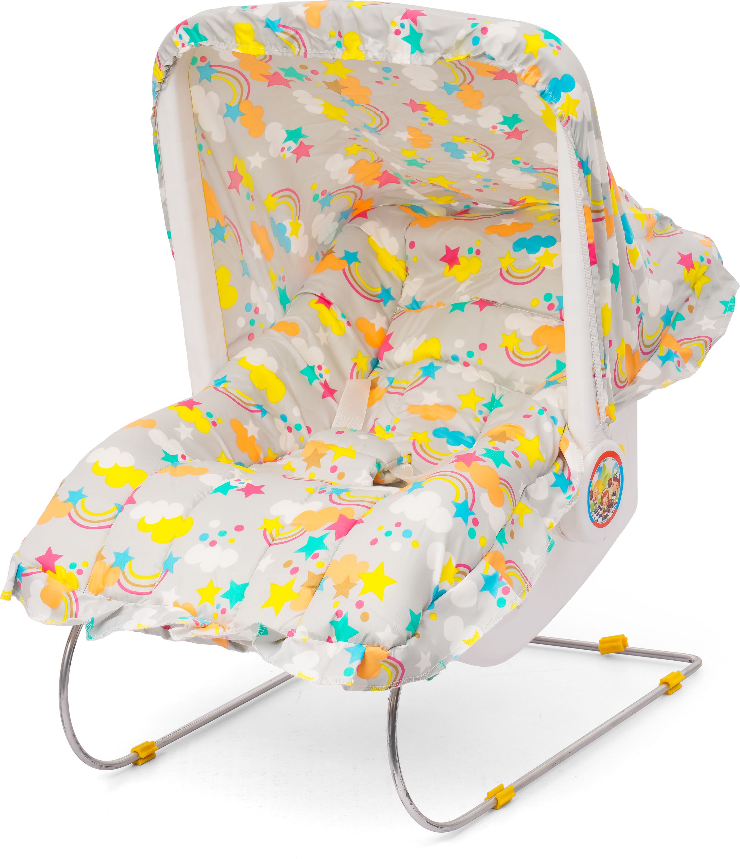 12-in-1 Baby Carry Cot and Rocking Chair with Rainbow and Star Print Canopy Bouncer-image-21
