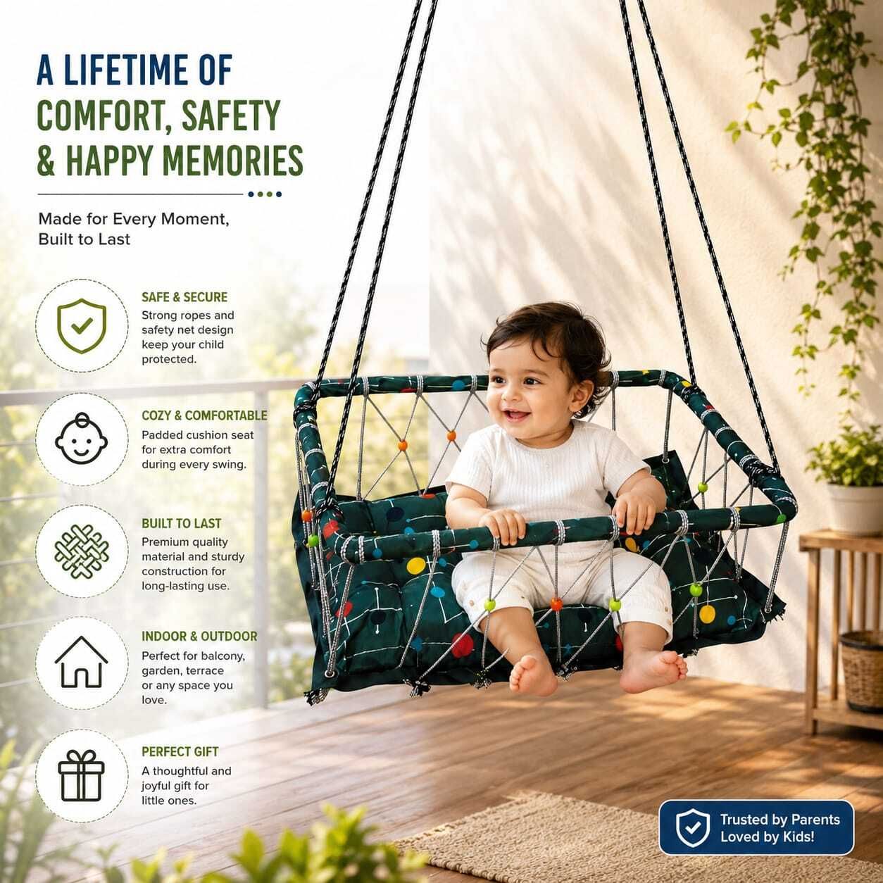 Double fabric hanging hammock chair toddler Bouncer-image-2