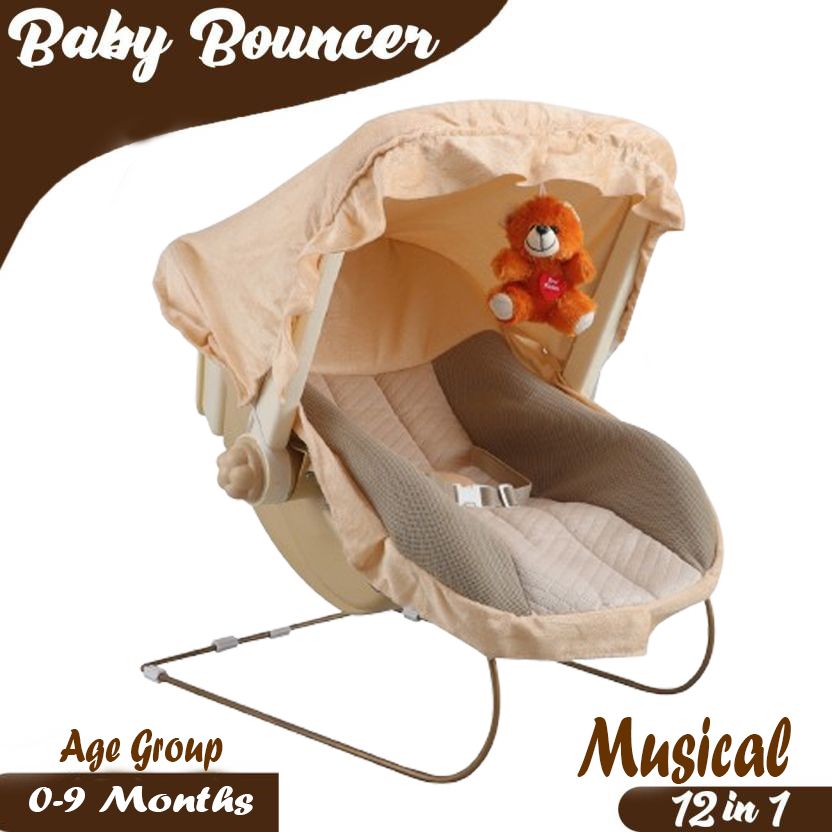 DLX Carry Cot & Rocking Chair | Mosquito Net | Storage Box and Swinging Ropes Bouncer