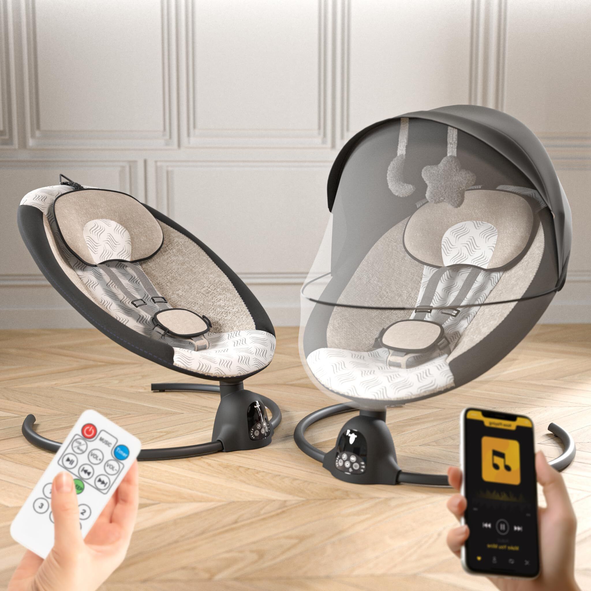 Electric Baby Swing Cradle for New Born Baby | Rocker for Babies with Bluetooth Swings-image-25