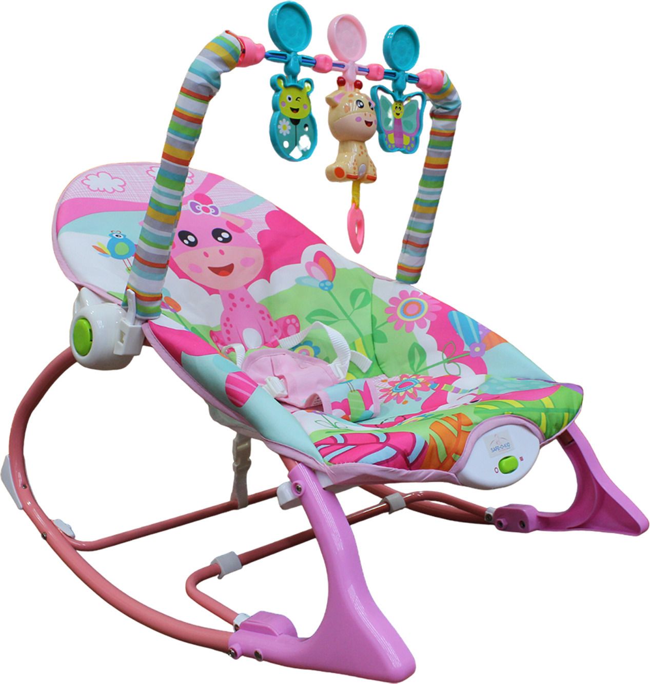 Baby Rocker Chair with Battery ,Safety Harness,Toy Bar,Music and Multi-Recliner Rocker-image-49