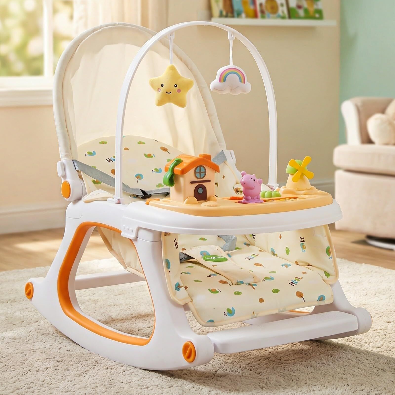 3 in 1 Baby Rocker & Feeding Chair | Baby Rocker for 0 to 3 Years Bouncer-image-24