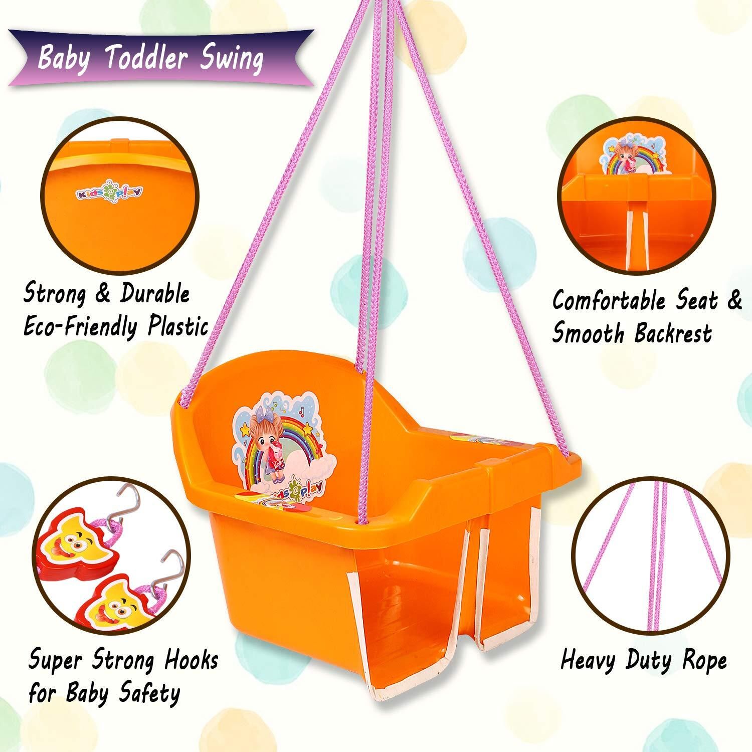vaara g VARAA G BABY/KIDS JHULA SWING, BEST QUALITY WITH VERY STRONG ROPE (Orange) Swings-picture-2