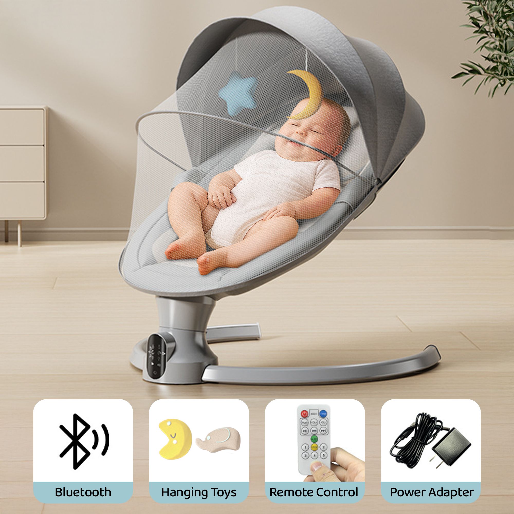 Baby First Swing Remote Control swing/bouncer for Infants with 5 Swing Speeds Swings