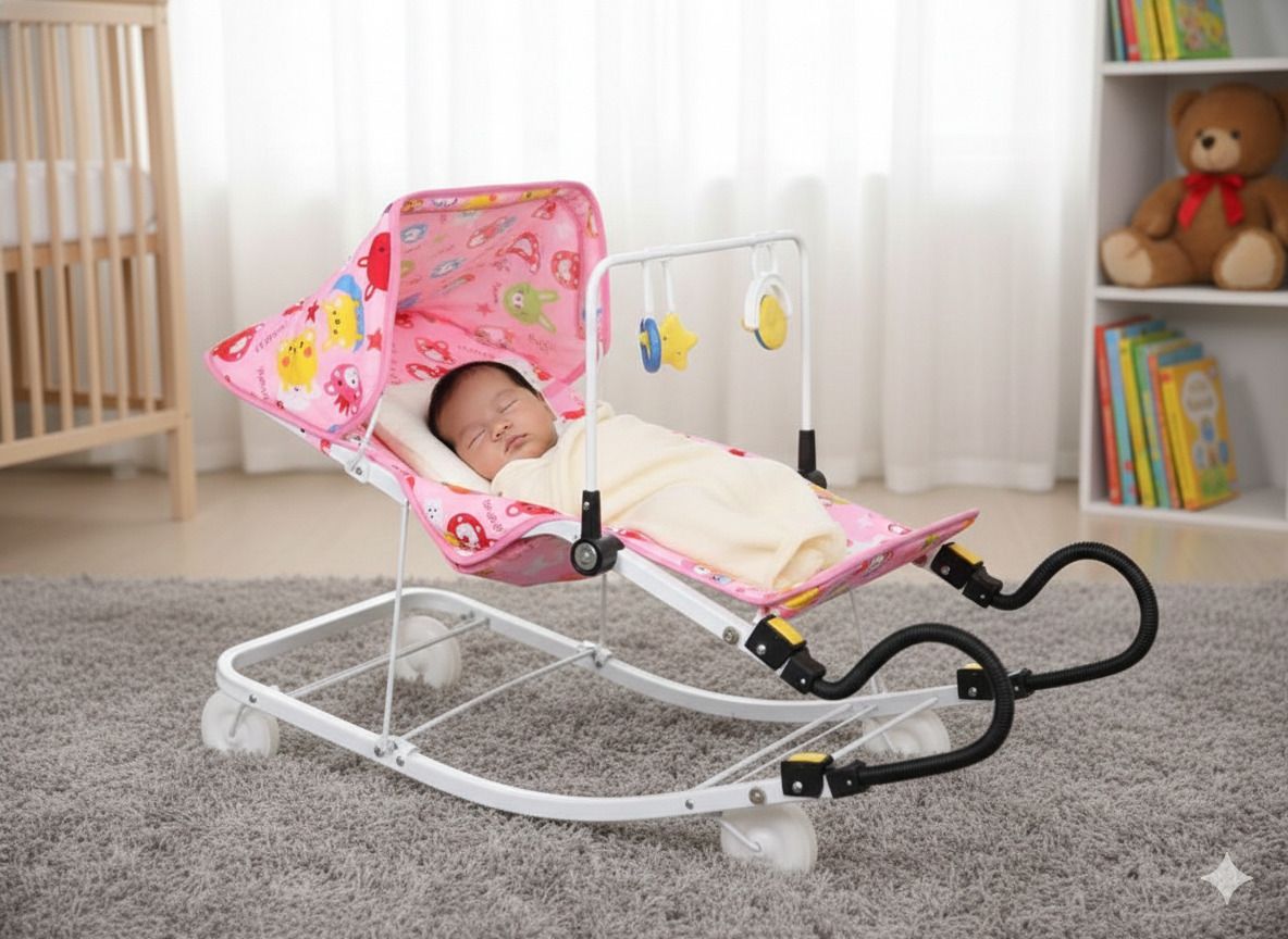 3 in 1 Baby Bouncer | Rocker & Indoor Cart | Sunshade | Locking Rocker and Bouncer