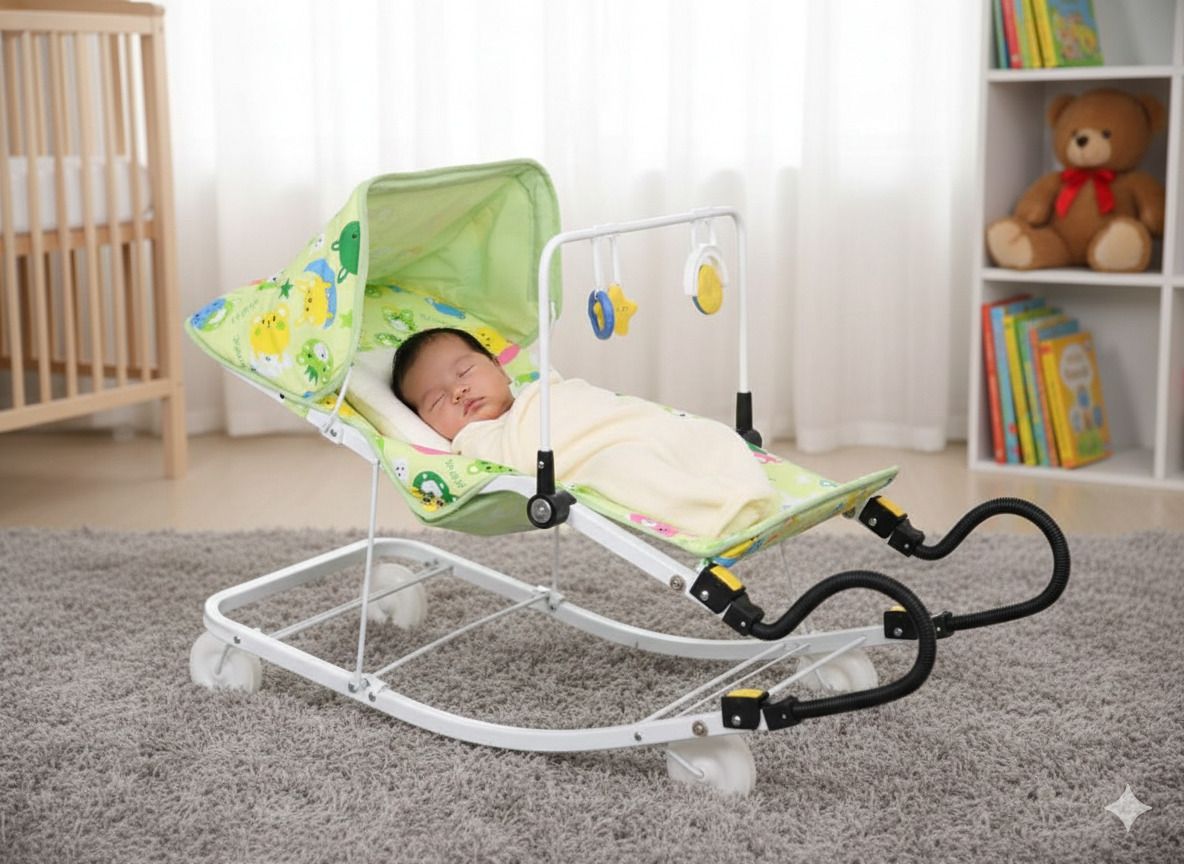3 in 1 Baby Bouncer | Rocker & Indoor Cart | Sunshade | Locking Rocker and Bouncer