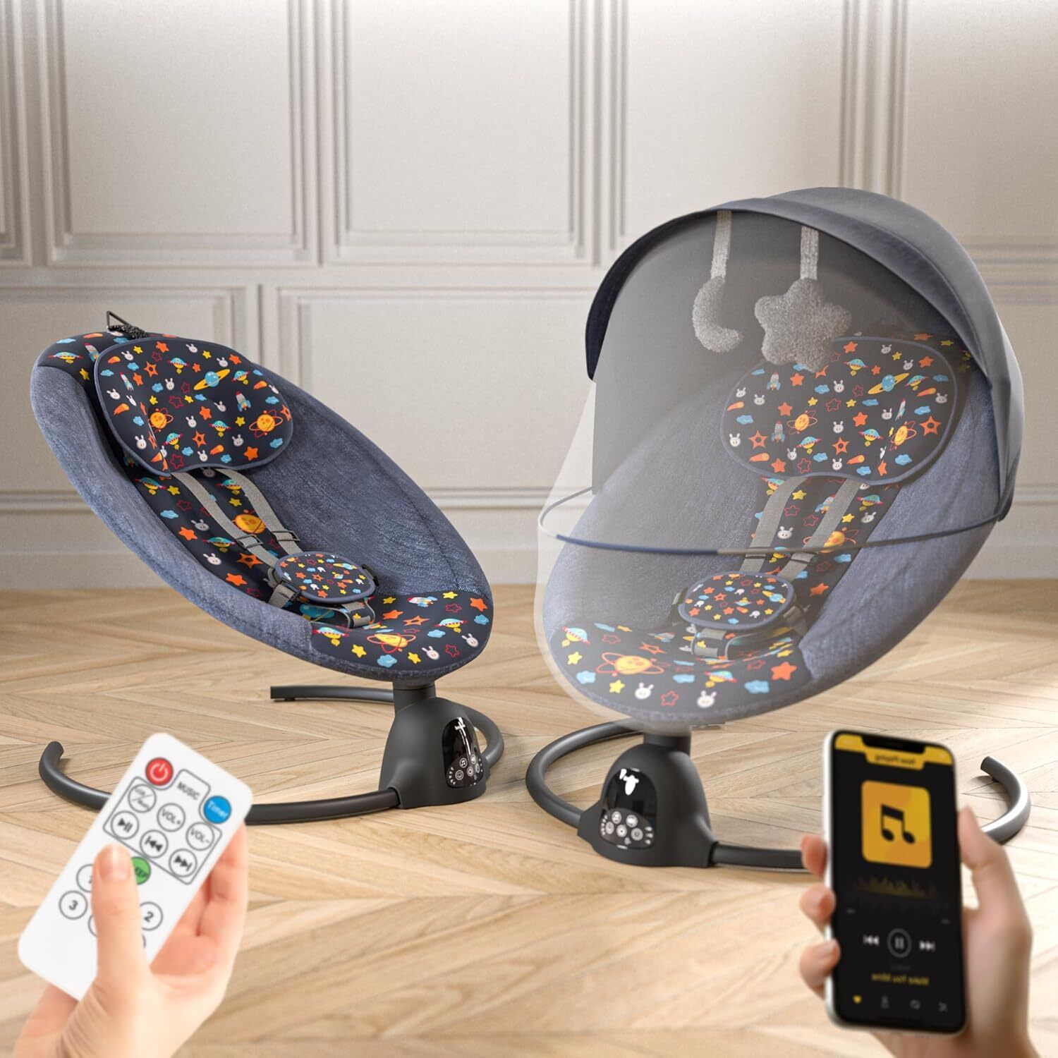 baybee Premium Automatic Electric Baby Swing Cradle with Adjustable Swing Speed, Remote Bouncer-picture-7