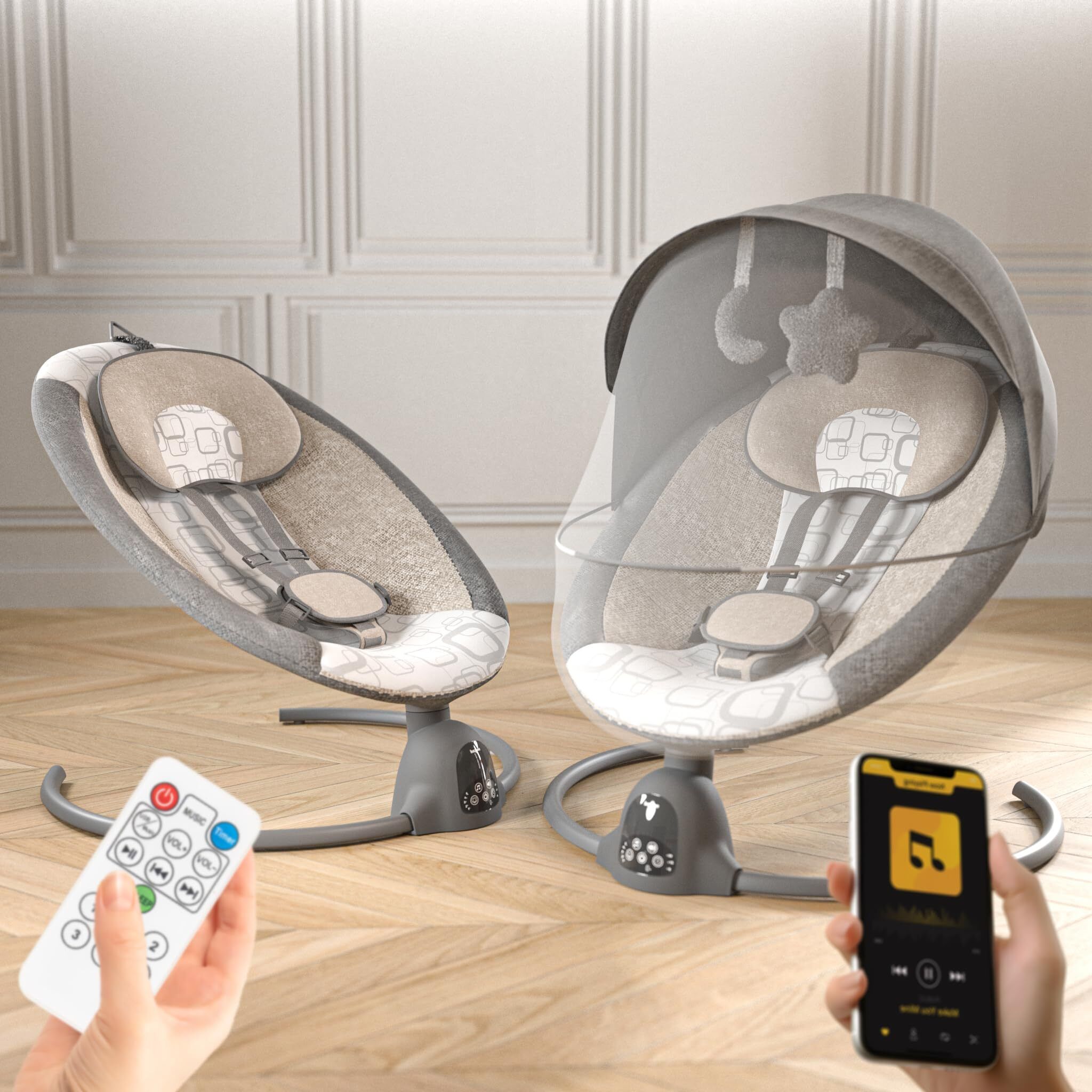 Electric Baby Swing Cradle for New Born Baby | Rocker for Babies with Bluetooth Swings-image-9