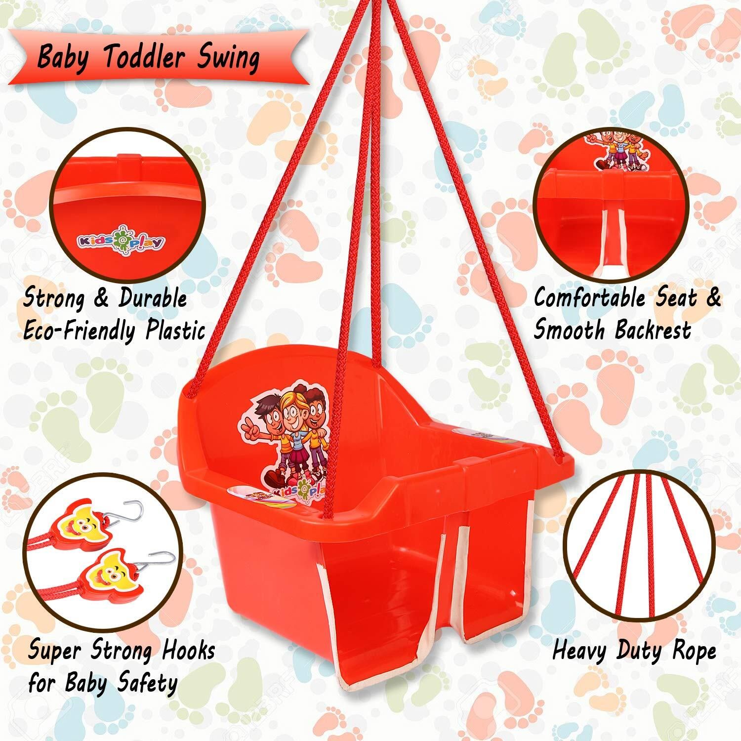 vaara g BEST BABY SWING(JHULA) WITH COMFORTABLE AND SAFE SEATING (PRE-ASSEMBLED-RED) Rocker and Bouncer-picture-17