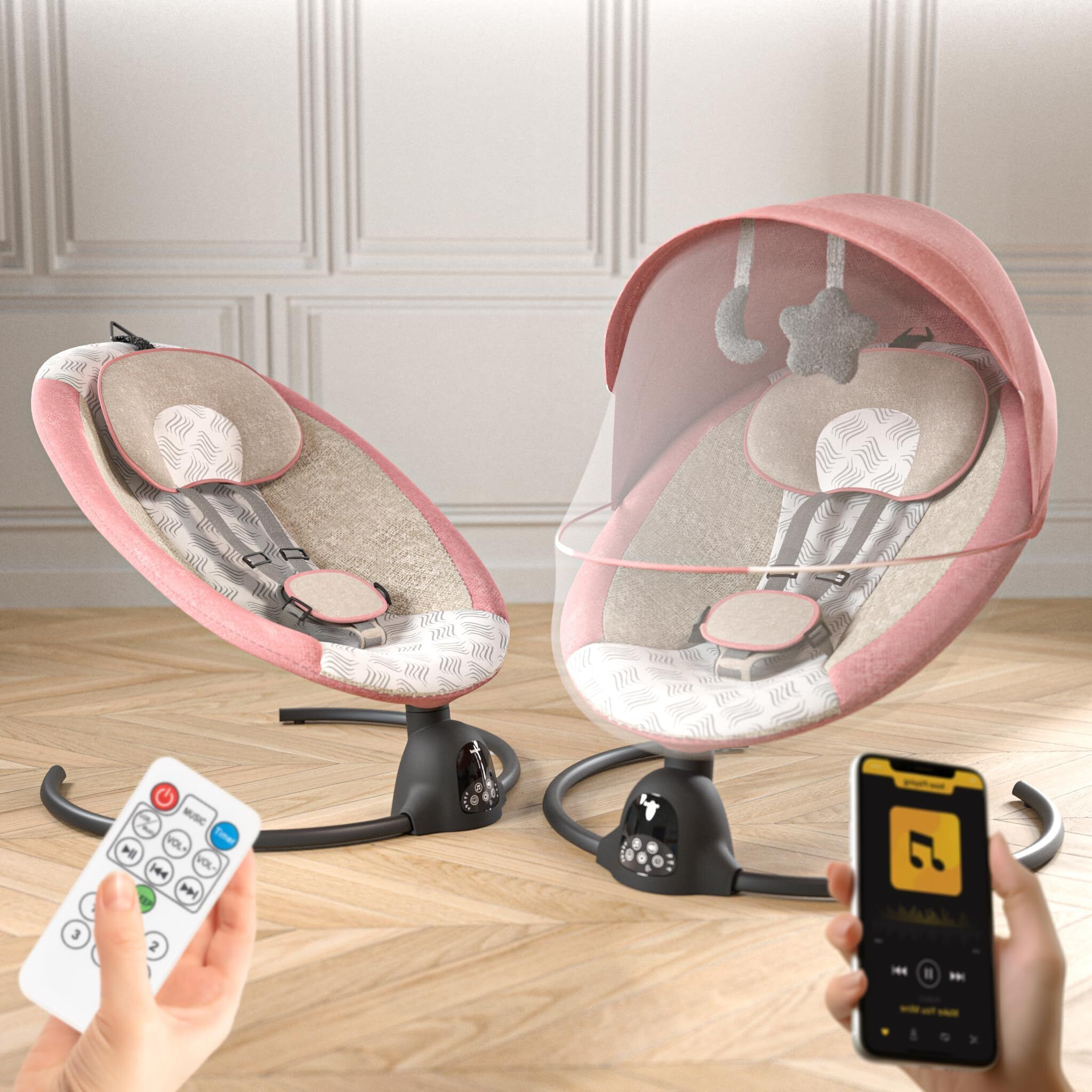 Premium Automatic Electric Baby Swing Cradle with Adjustable Swing Speed, Remote Bouncer-image-18