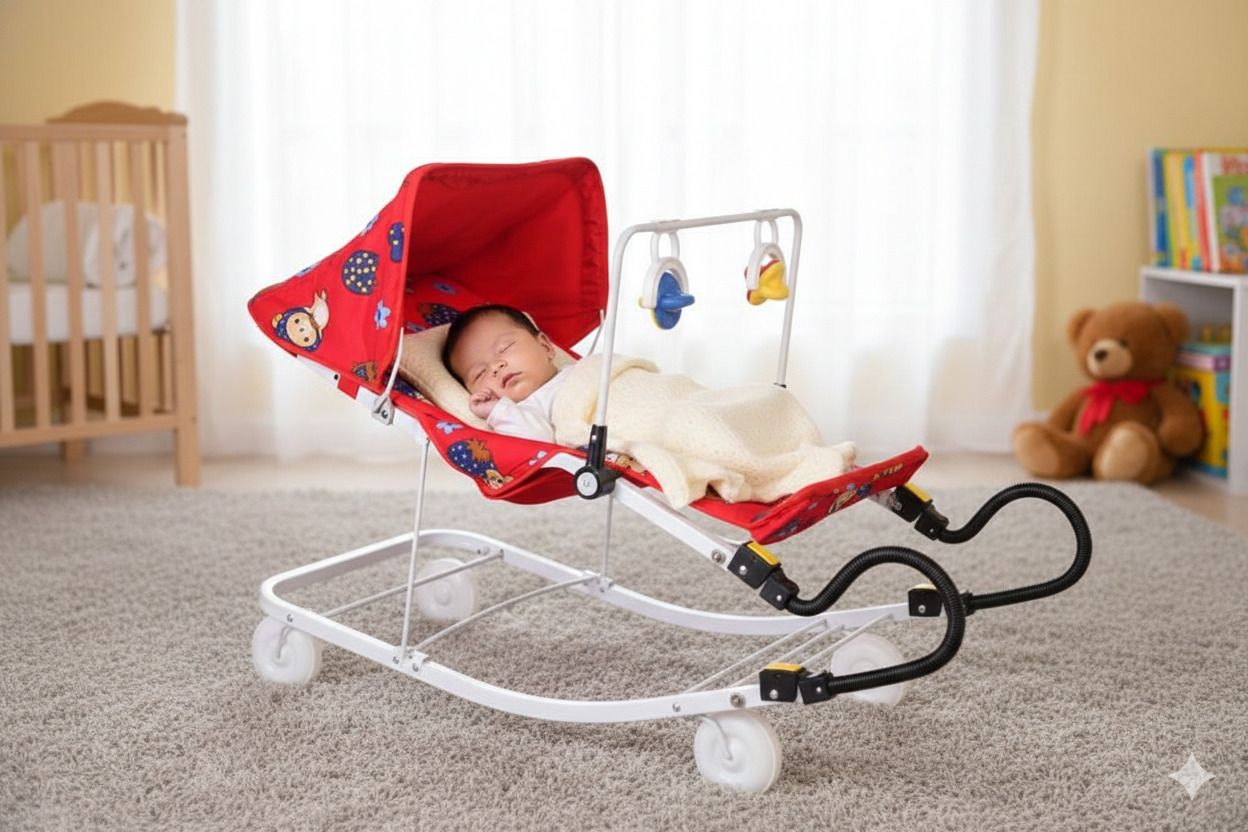 3 in 1 Baby Bouncer | Rocker & Indoor Cart | Sunshade | Locking Rocker and Bouncer
