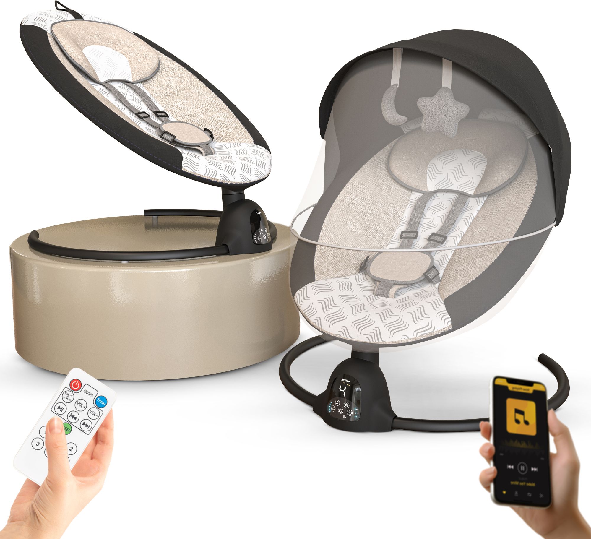 Electric Swing Cradle for New Born Baby with Adjustable Swing Speed, Remote Bouncer