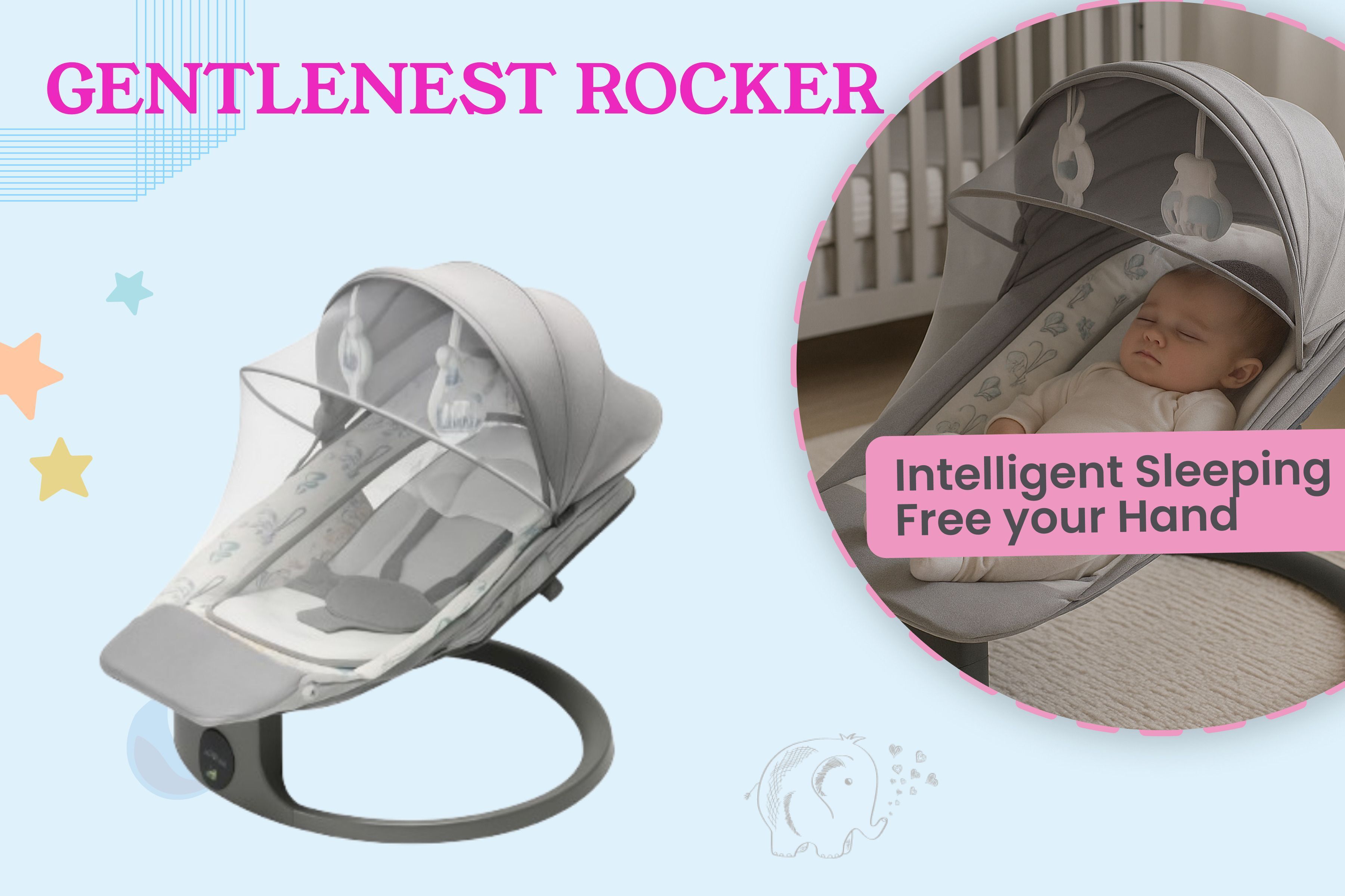 GentleNest Automatic Electric Baby Rocker with Smart Swing Rocker-image-30