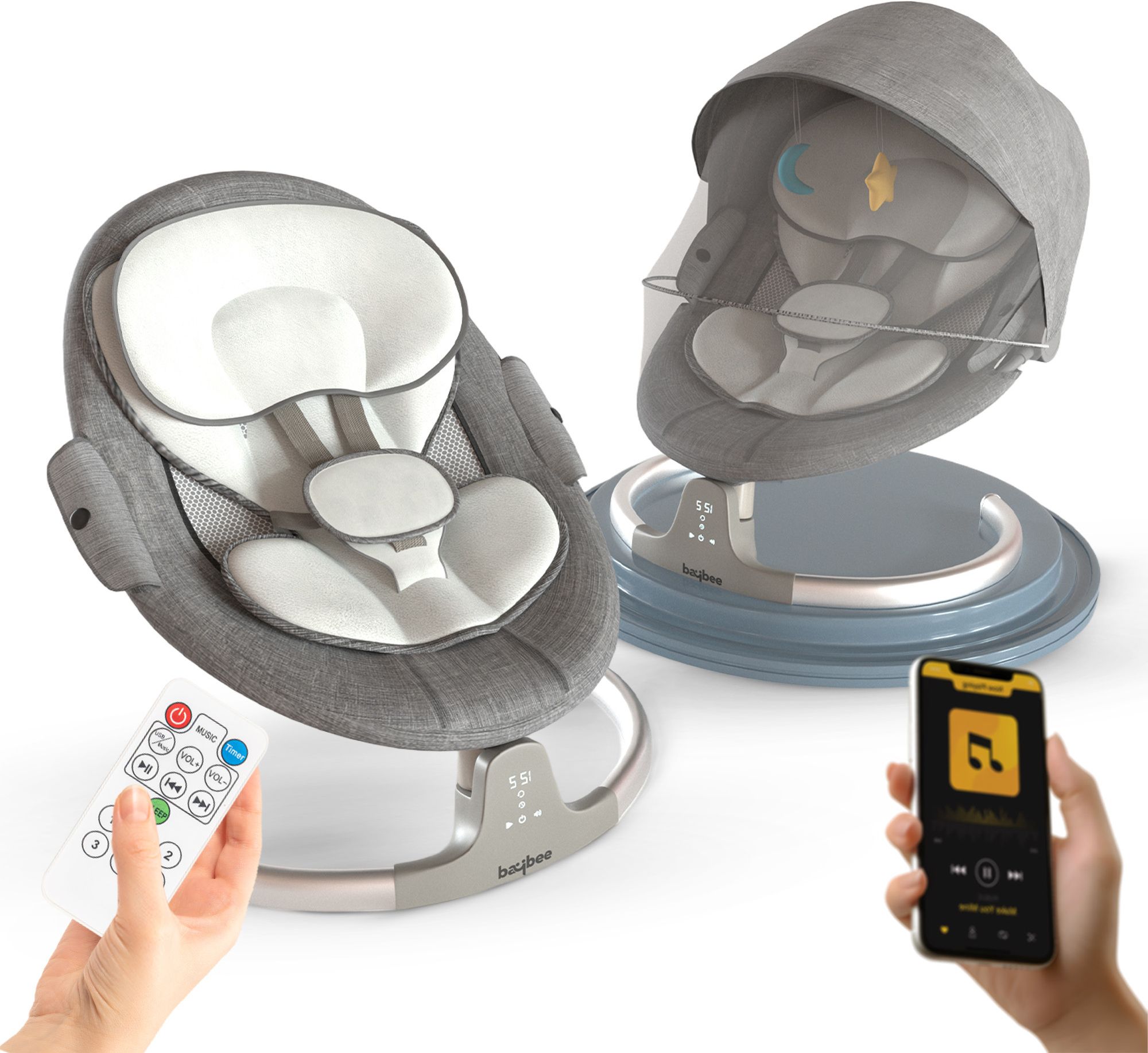 Electric Swing Cradle for New Born Baby with Adjustable Swing Speed, Remote Bouncer-image-18