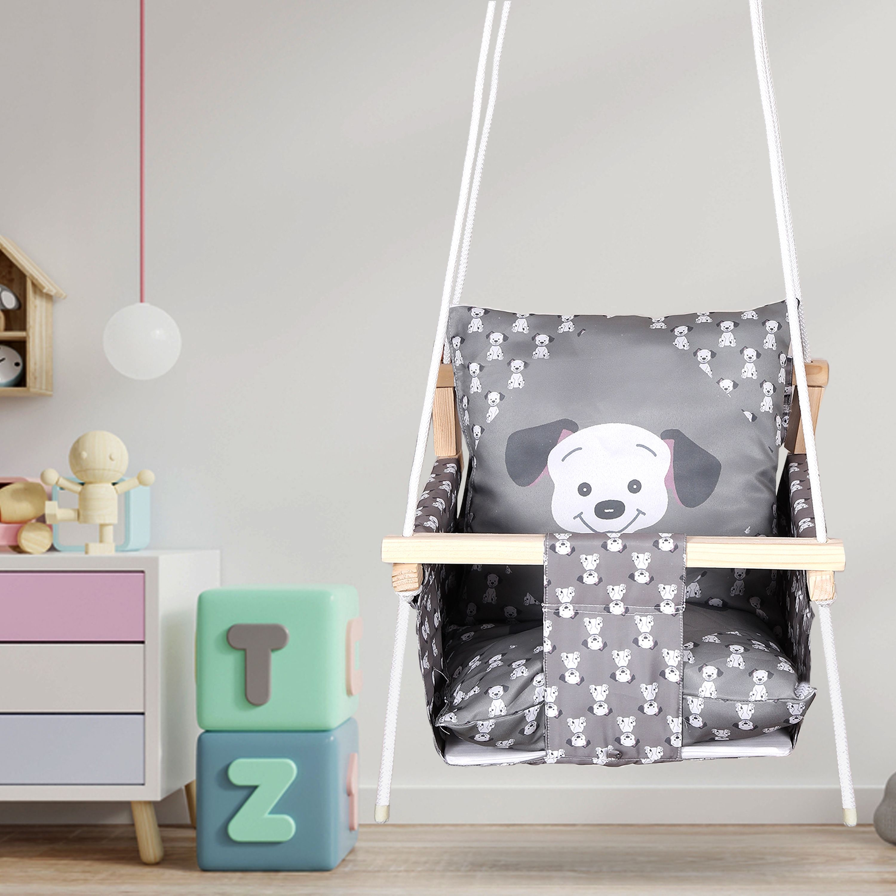 Wooden Baby Swing for Kids jhula with 2 Pillows, Hanging Swing For Baby Swings-image-4