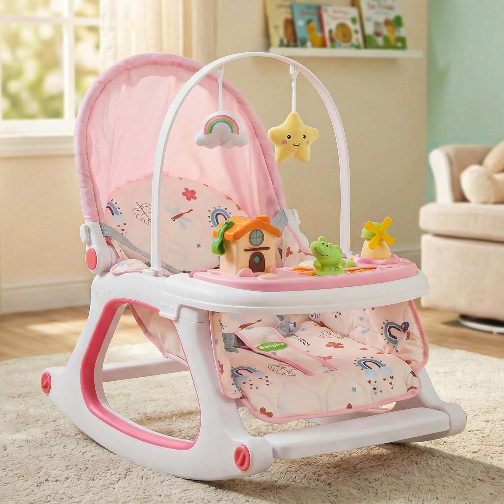 3 in 1 Baby Rocker & Feeding Chair | Baby Rocker for 0 to 3 Years Bouncer-image-23