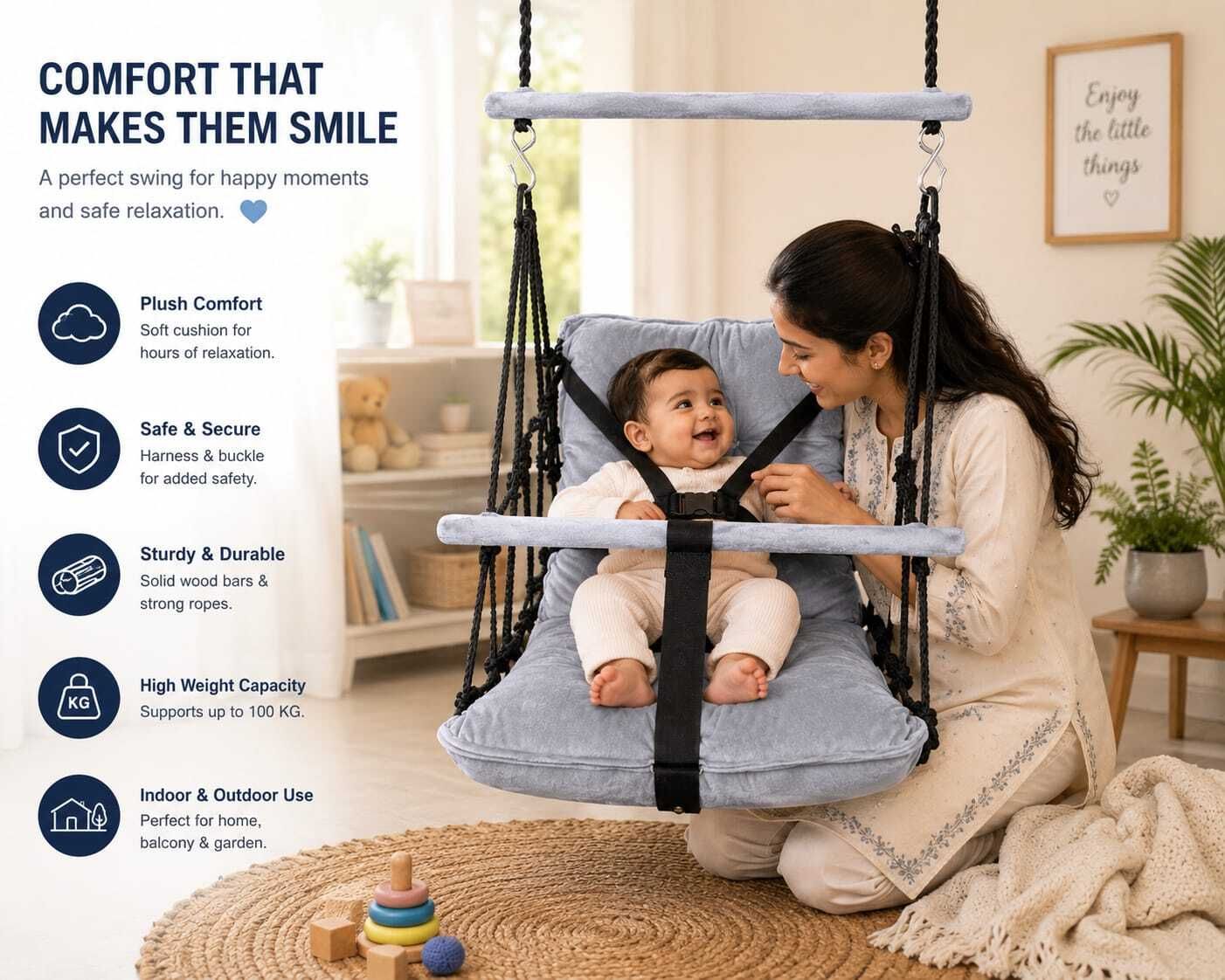 navrangi baby swing chair, hanging cradle hammock, or baby jhula Swings-picture-26