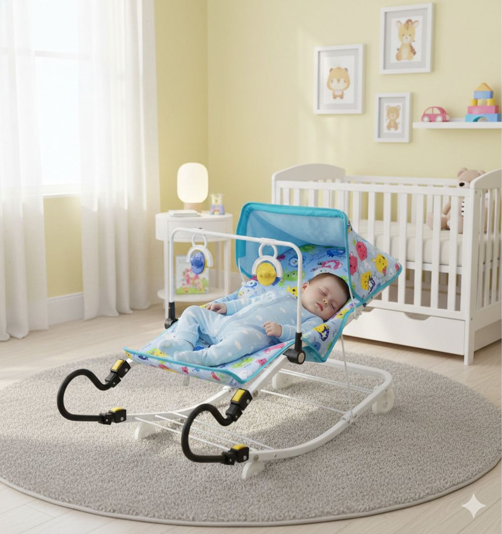 3 in 1 Baby Bouncer | Rocker & Indoor Cart | Sunshade | Locking Rocker and Bouncer