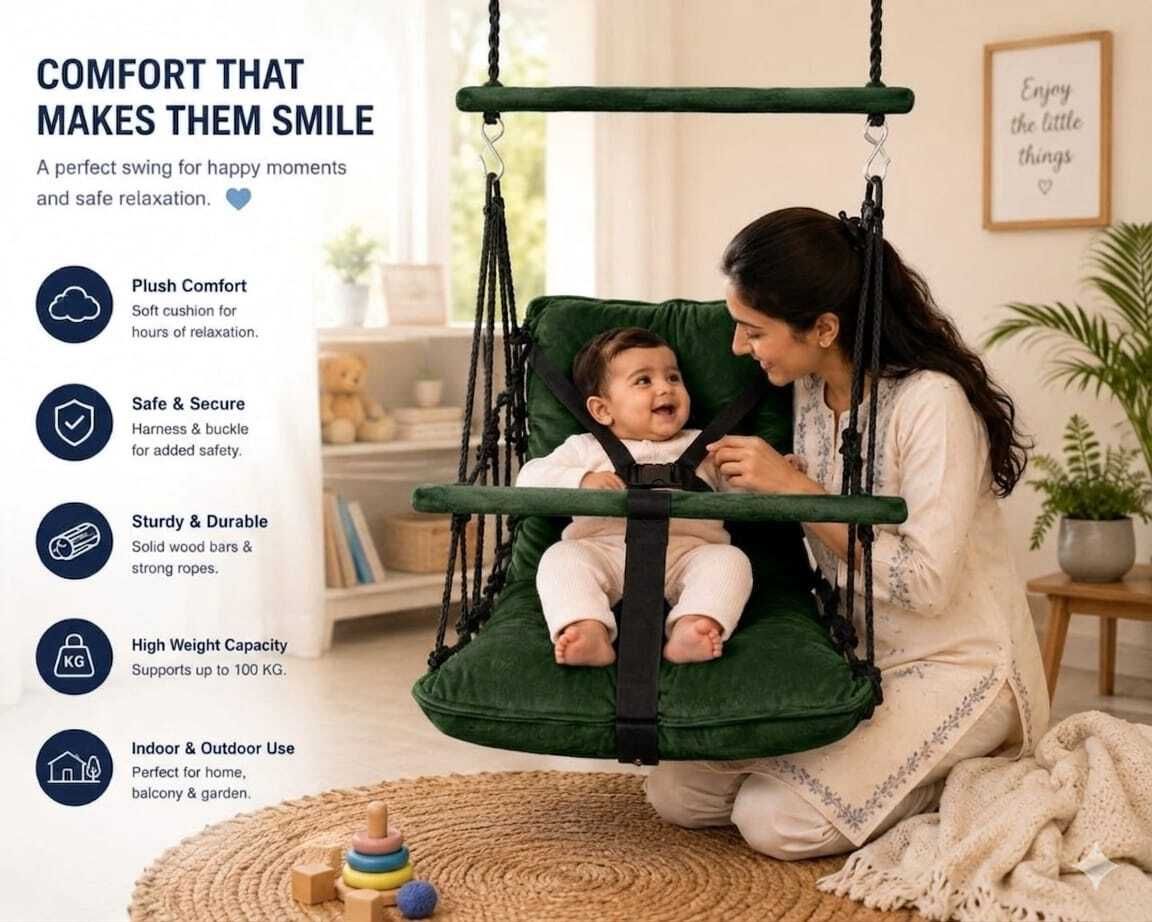 navrangi Heavy Duty Adjustable Hanging Hammock Chair for Children Swings-picture-20