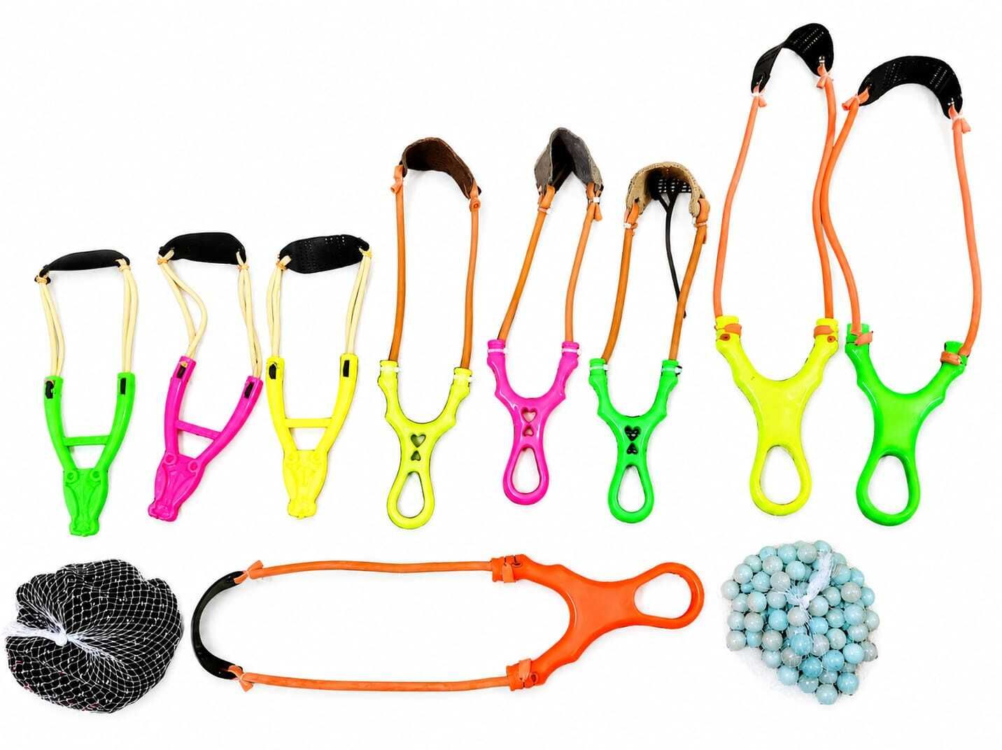 9 Sling Shots (3 Small, 3 Medium, 3 Large) and 200 Marbles Bow Sling-image-15