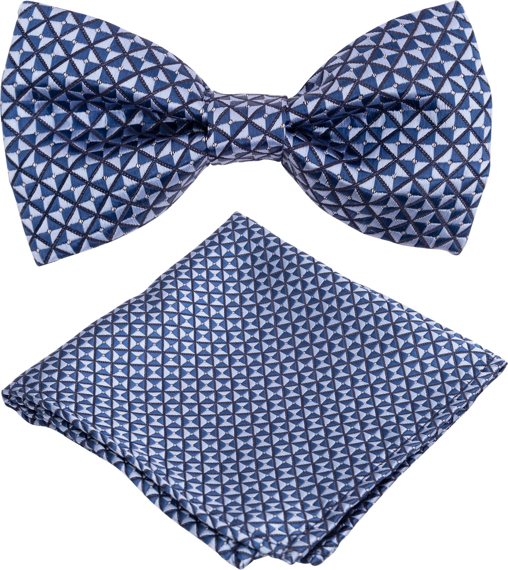 to the nines Blue Checks Bow Tie & Matching Pocket Square Cross Bow-picture-21