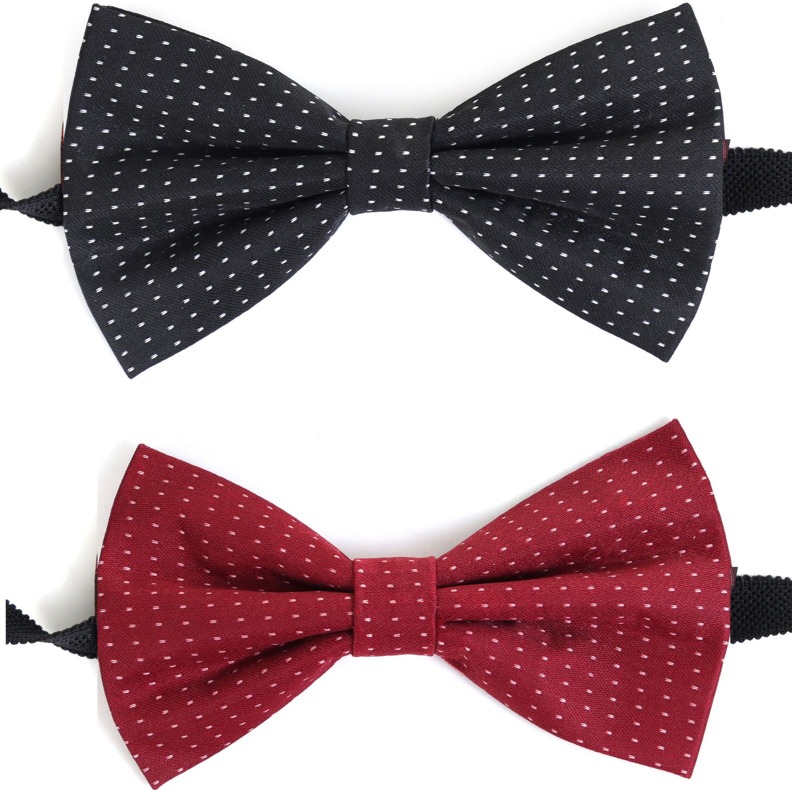 random stripe Bow Tie For men Polka Dots maroon black Self Bow-picture-20