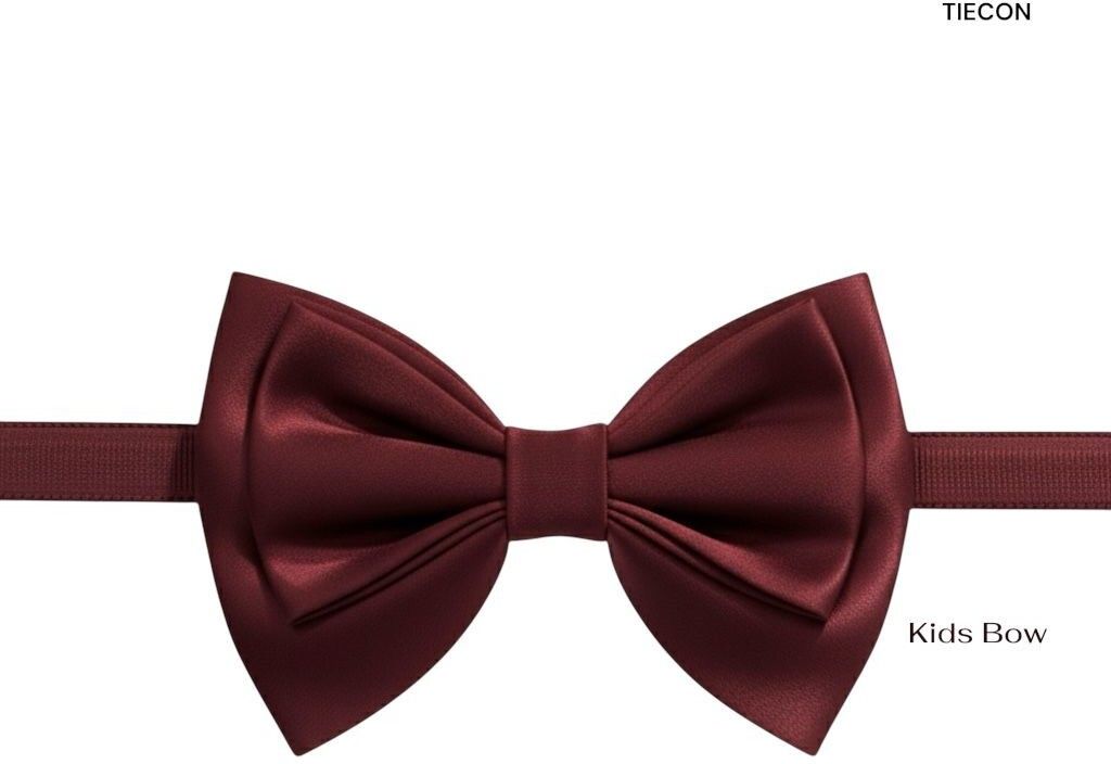 KIDS MAROON BOW TIE Self Bow-image-8