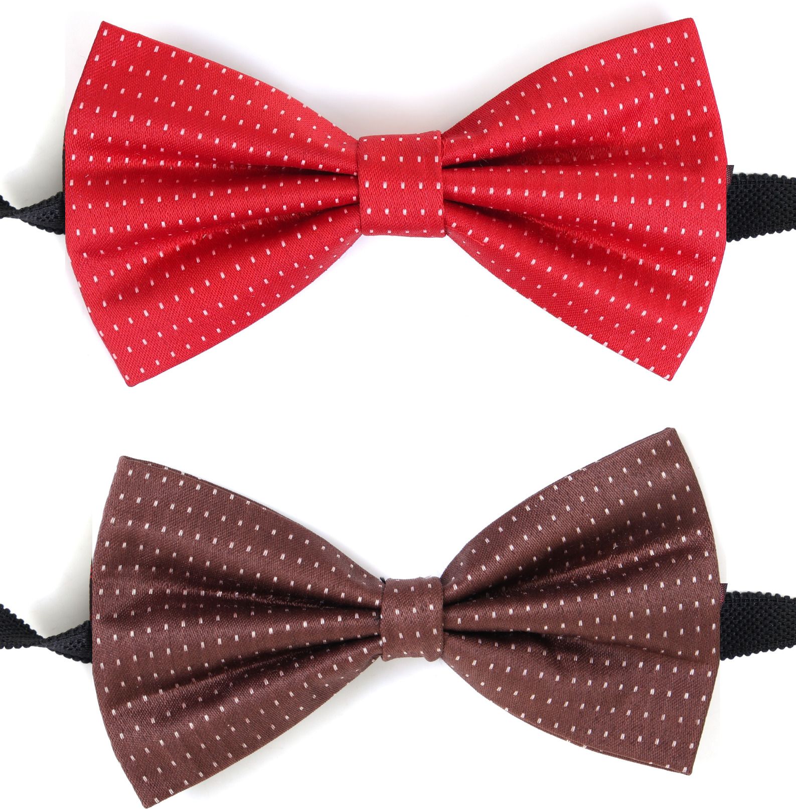 Bow Tie For men Polka Dots Red Brown Self Bow