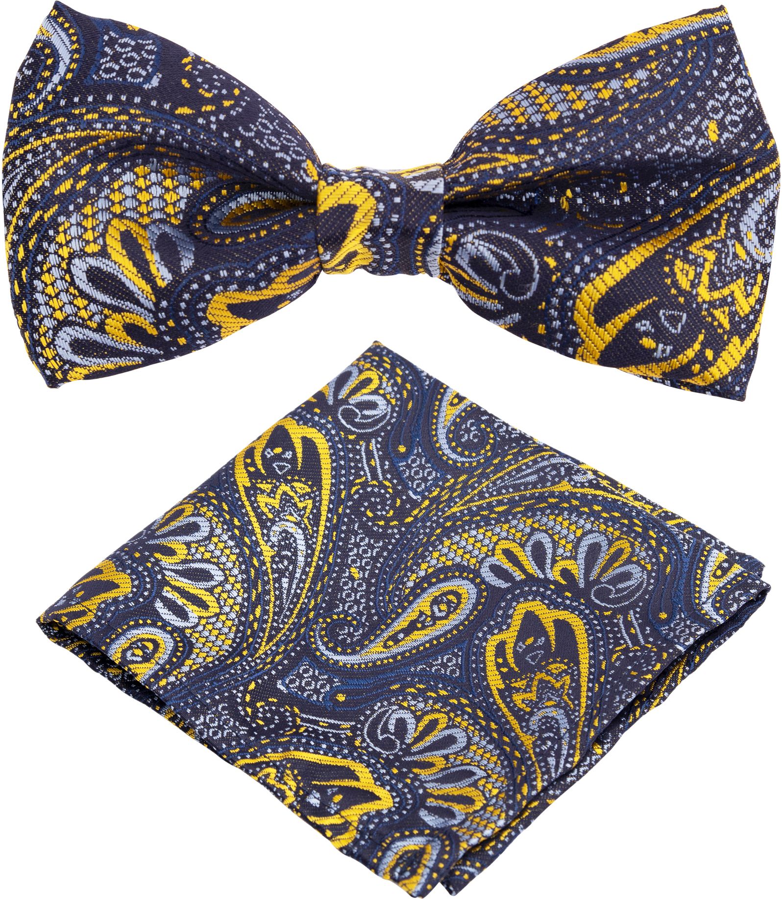 to the nines Men's Blue Paisley Bow Tie & Matching Pocket Square Cross Bow-picture-33