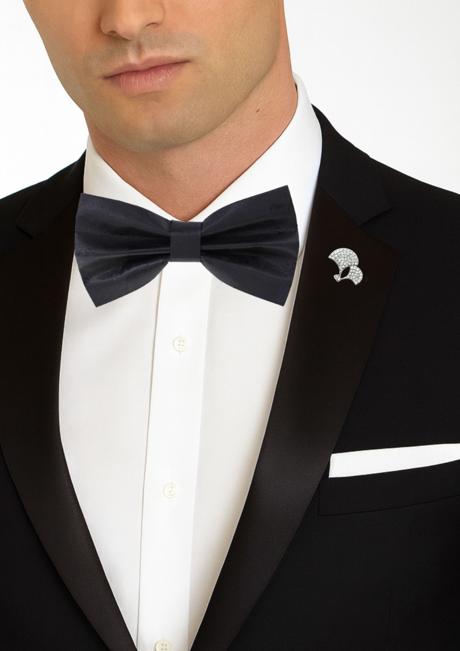 random stripe Bow Tie For Men With Stylish Brooch Self Bow-picture-25