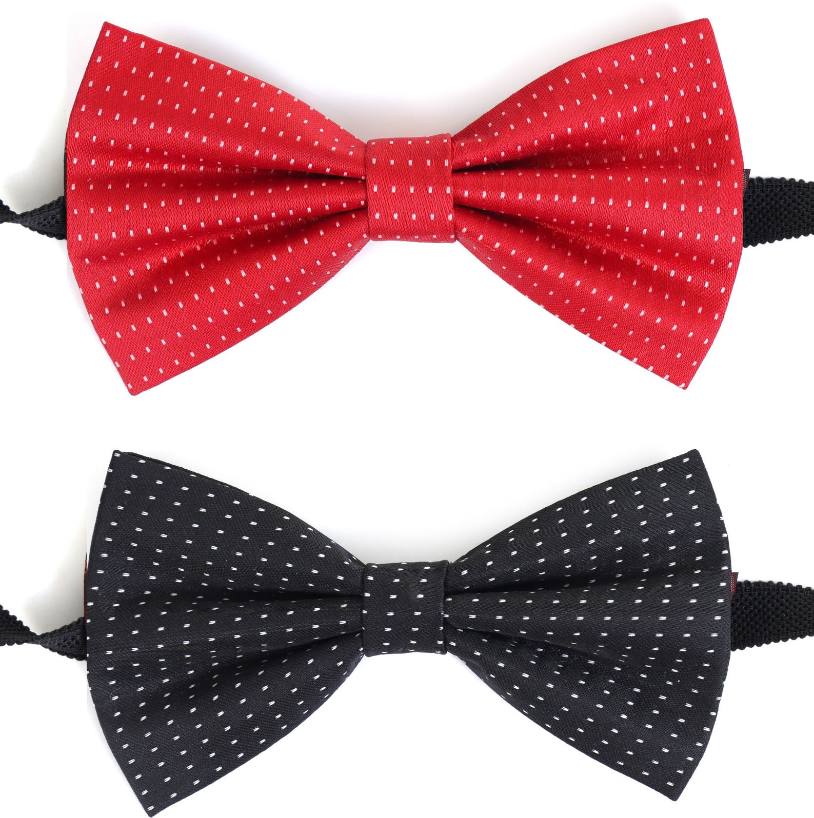 random stripe Bow Tie For men Polka Dots Red Black Self Bow-picture-20