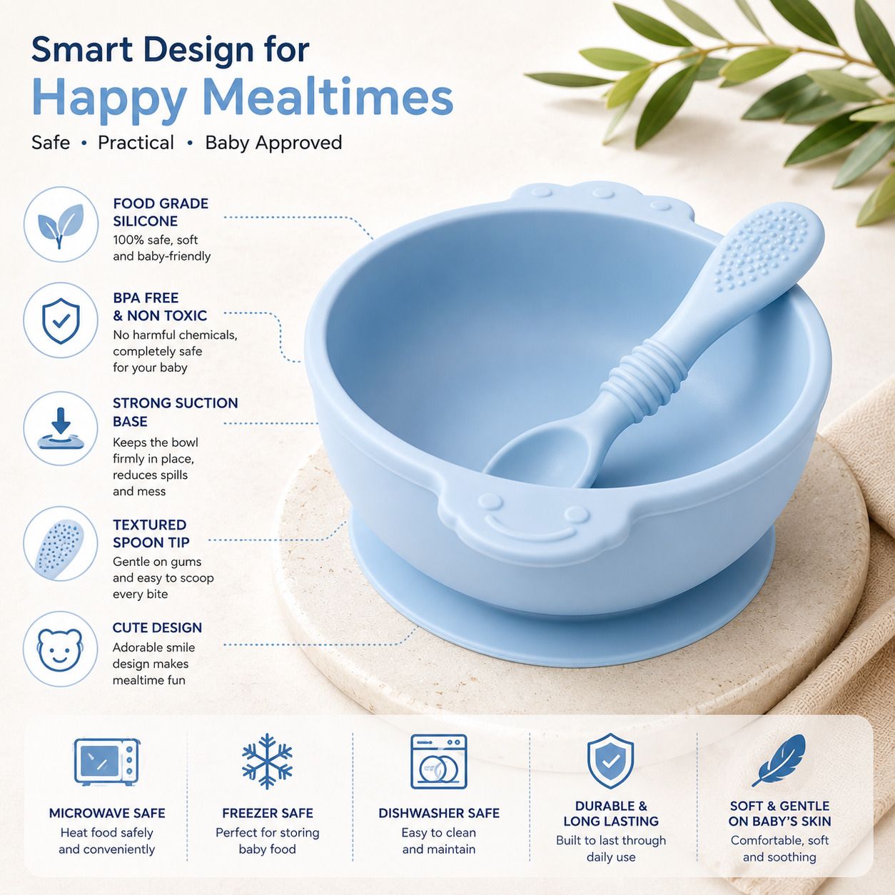 Premium Silicone Baby Feeding Bowl Set for Toddlers - 100% Food Grade Silicone, Food Grade BPA-Free Silicone-image-30