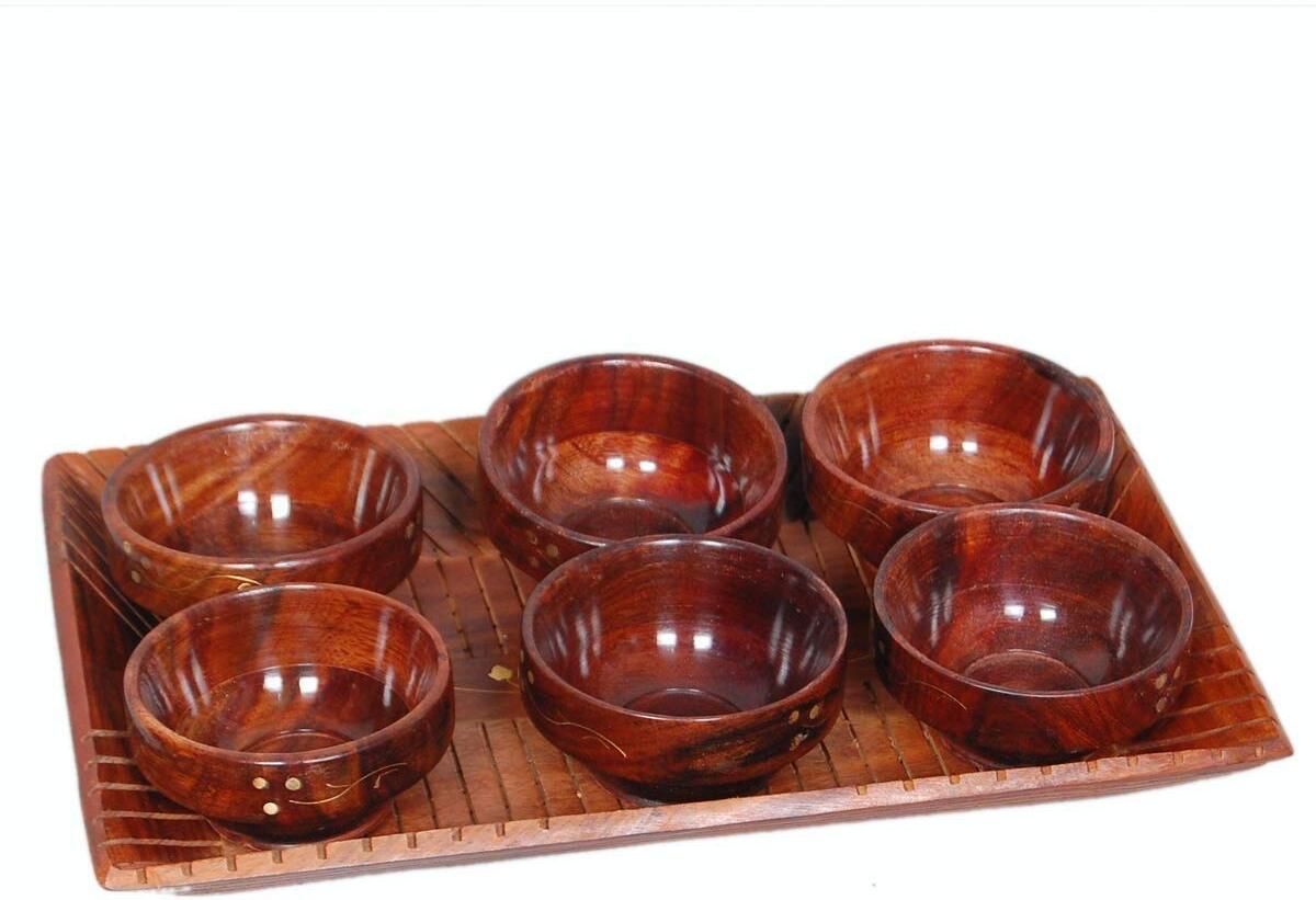 Wooden Tray with Bowl Set Serving Tray with Bowl for Kitchen & Dining Area etc Tray-image-30