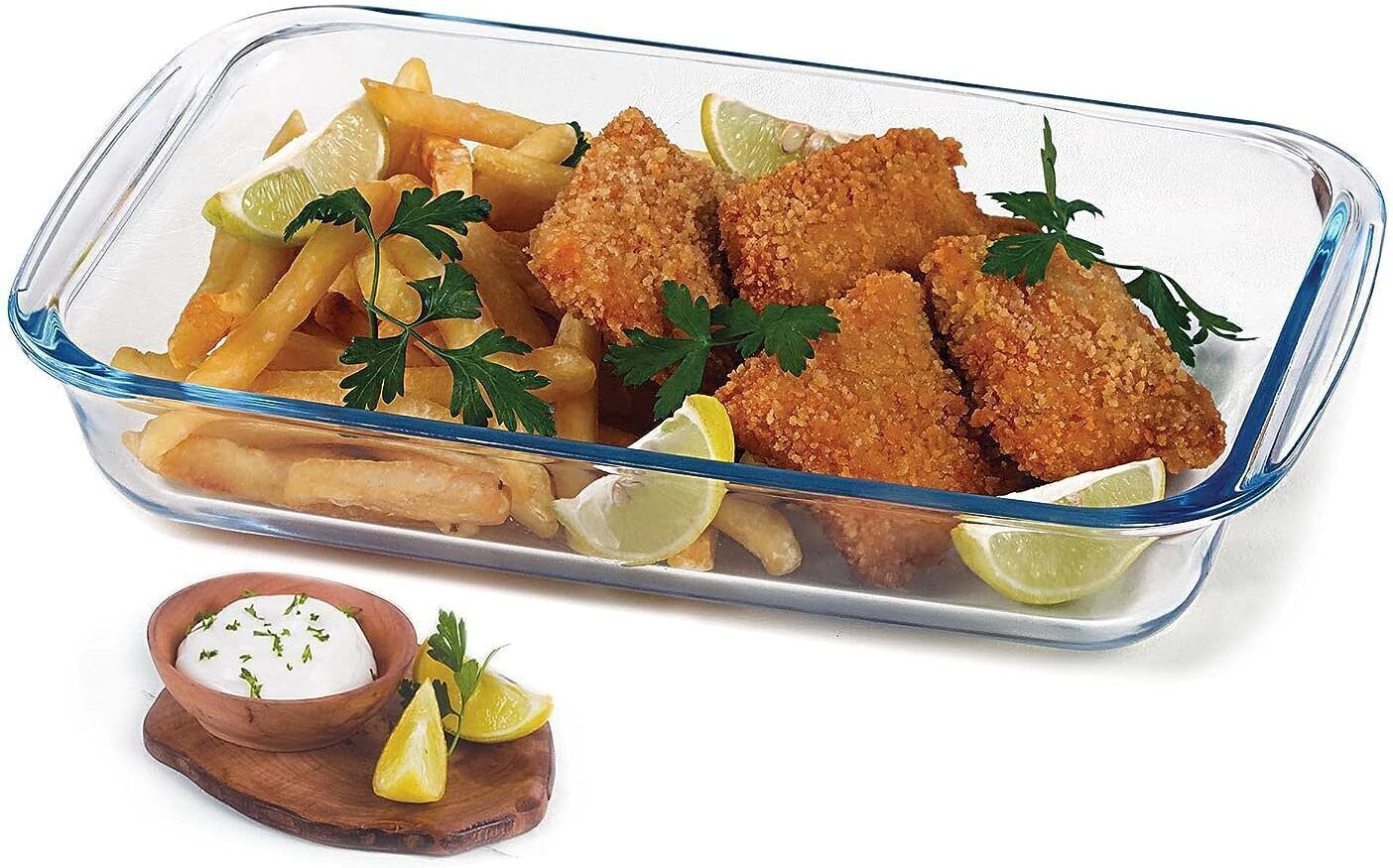 jigshtial Glass Serving Bowl 1600ml Clear Glass Baking Dish for Oven Cooking Casserole Rectangular Baking Pan Disposable-picture-4