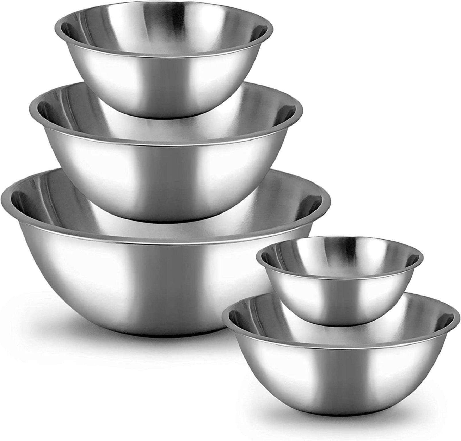 Pack of 5 Stainless Steel Flour Mixing Vegetables Salad Kitchen Serving Decorative Bowls Sets Dinner Set-image-48