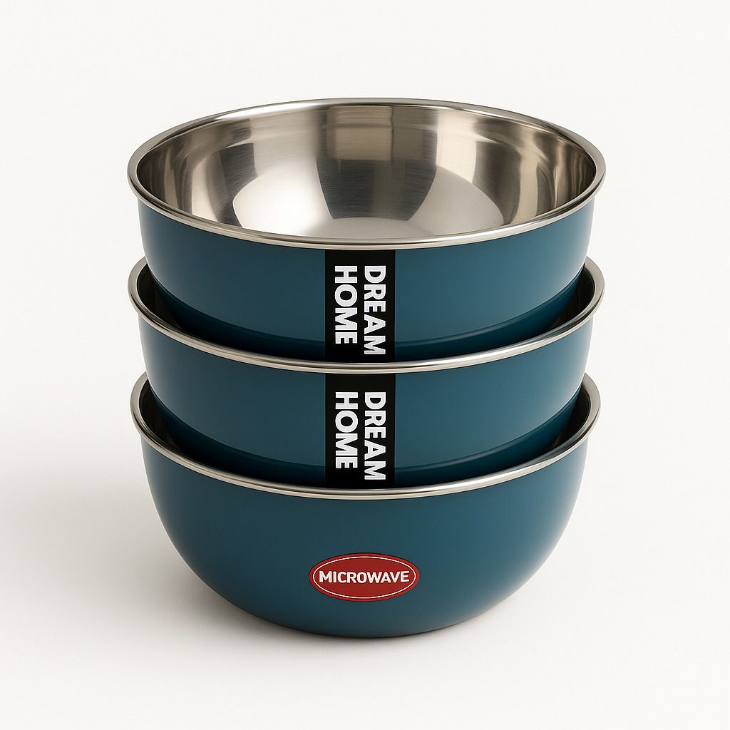 Stainless Steel Vegetable Bowl Star Bowl Mcrowave safe with Durable Plastic Outer | 500ml Capacity | Rust-Proof-image-1