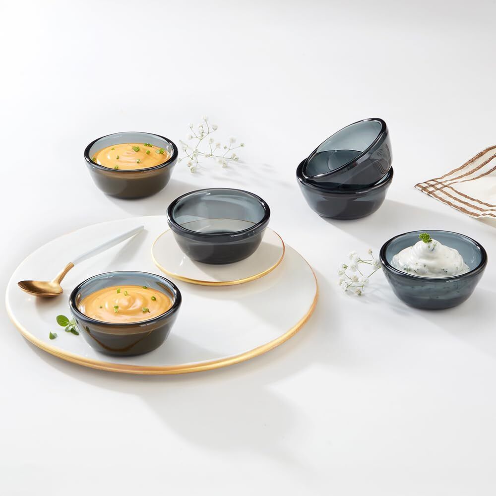 borosil Borosilicate Glass Serving Bowl Dark Grey 2.5 Inch Borosilicate Glass Bowl Set of 6, Microwave Safe-picture-4