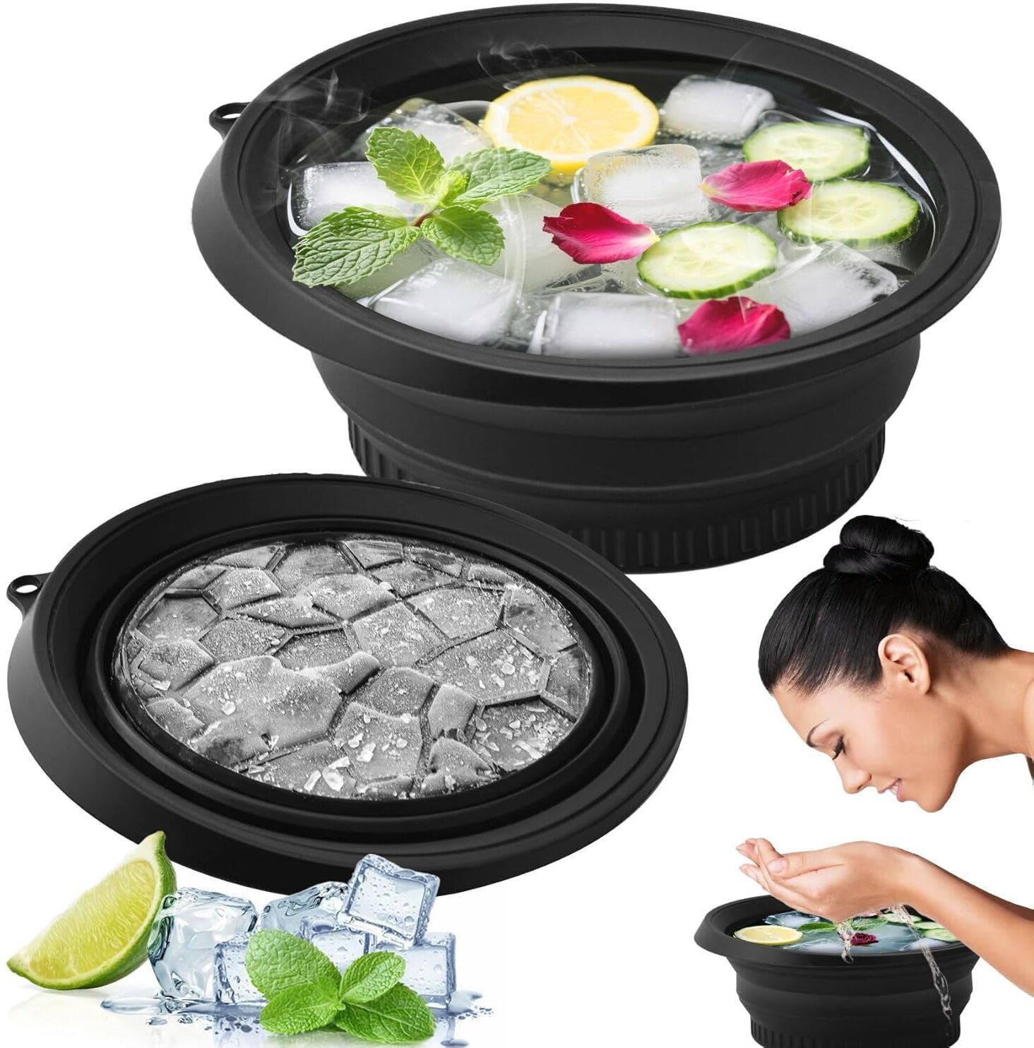 shwetraj Face Ice Bowl with Built-in Ice Tray Black Silicone Ice Cube Tray-picture-19