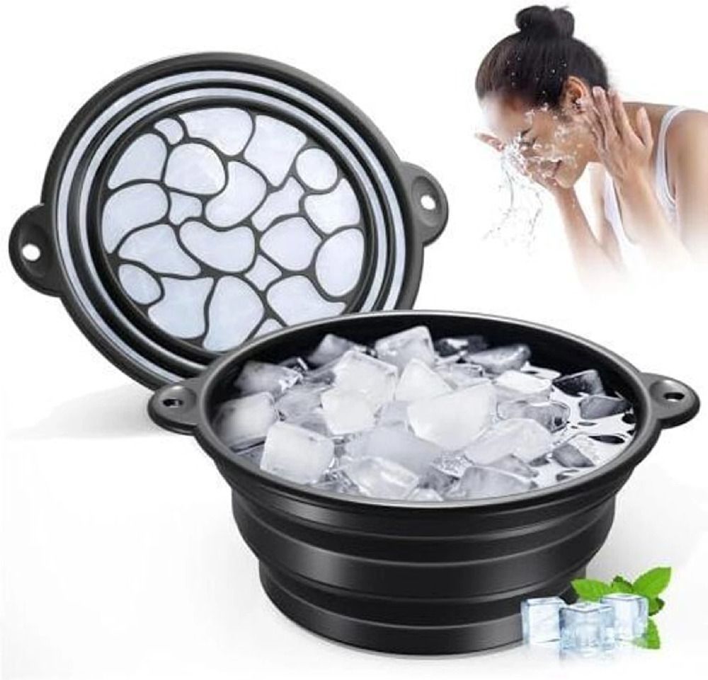 jukol Silicone Massage Bowl Facial Ice Bath, Collapsible Bowl for Face Ice Bath with Built-in Icetray,-picture-16