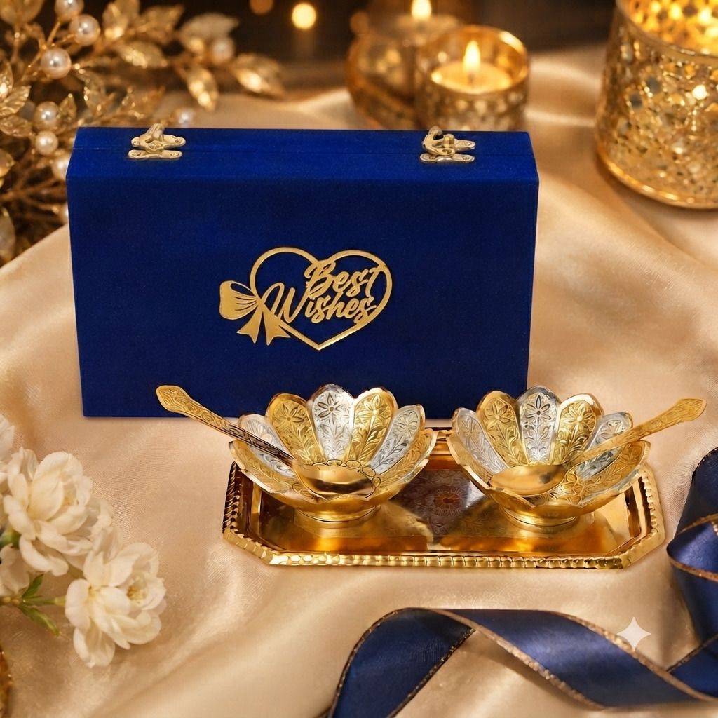 starlight Gold Silver Plated Decorative Bowl Set, Elegant Gift, For Best Wishes Ever Bowl Serving Set-picture-24