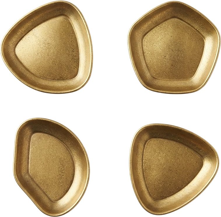 gyanadh Retro Gold Snack Sauce Plates Set of 4 Small Plates for Chutney Dips Dry Fruits Chip & Dip Tray-picture-3
