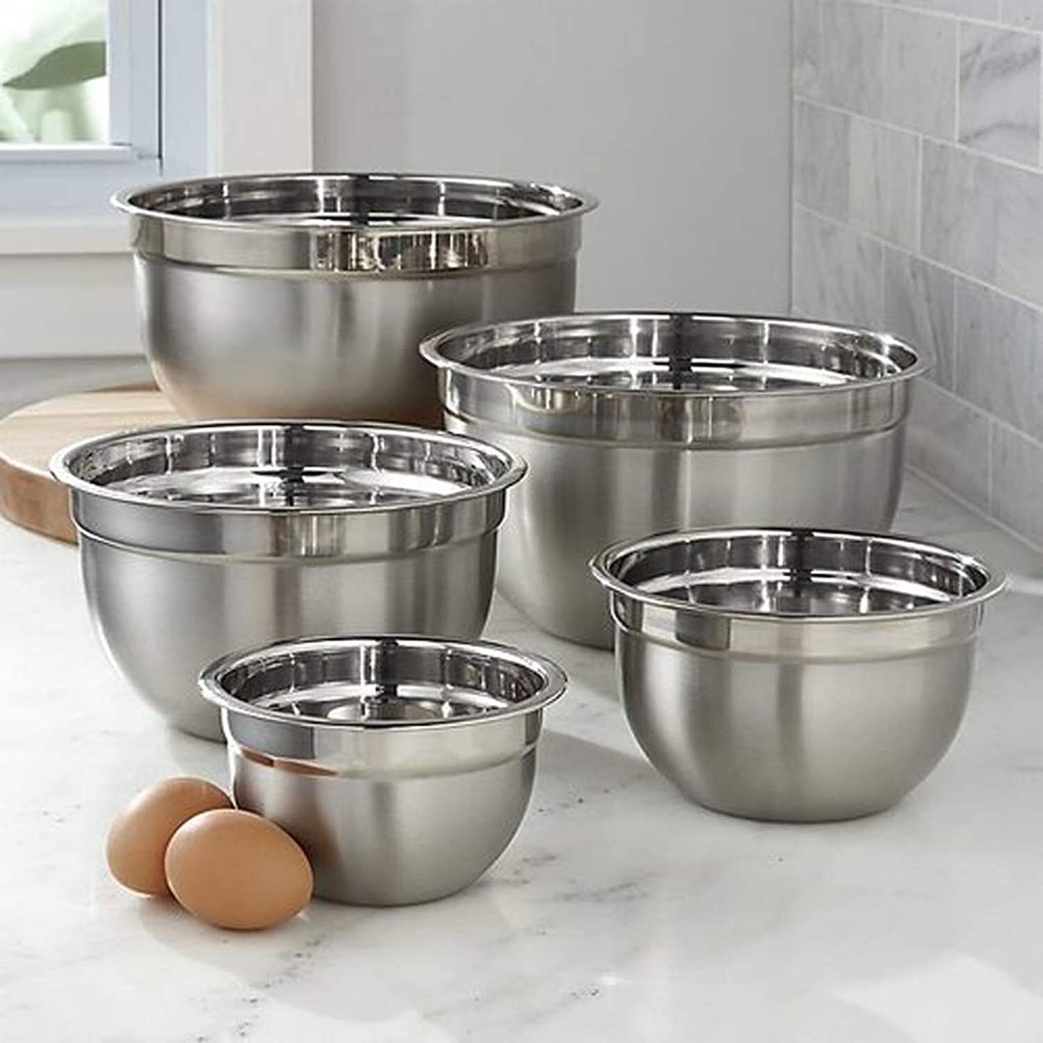 appeasy Stainless Steel Mixing Bowl Stainless Steel Mixing Bowls Set,Nesting Kitchen Bowls for Cooking, Baking &Prep-picture-7