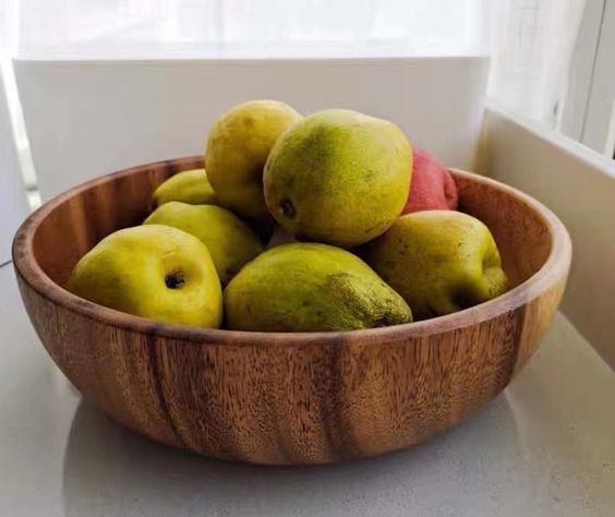 Wooden Serving Bowl Solid Wood SEESAM Wooden Round Shape Multipurpose Serving Bowl-image-3