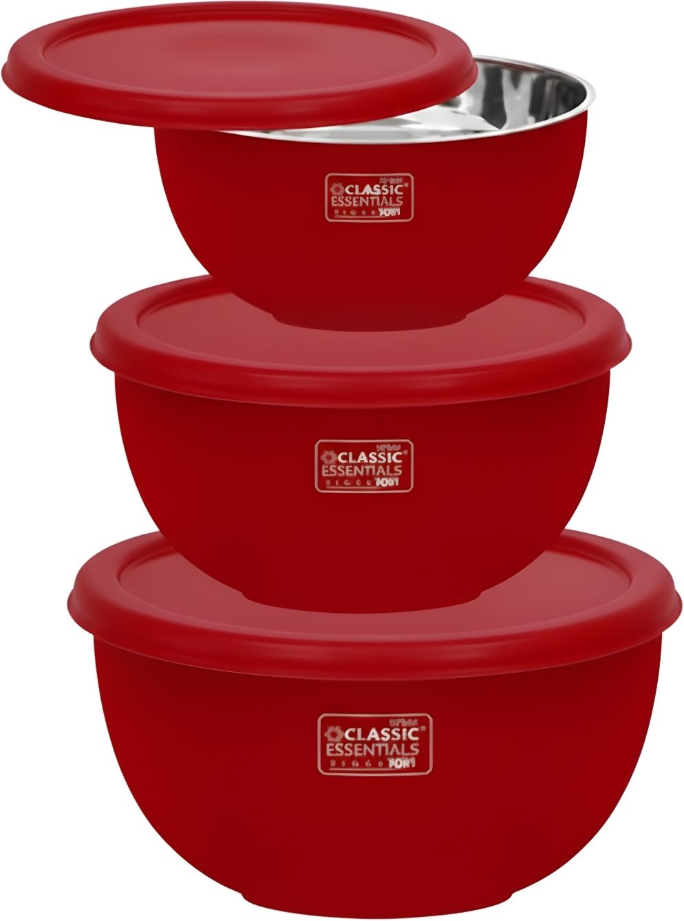 Stainless Steel Storage Bowl Microwave Safe Mixing Bowl Set Of 3 Red (500ml, 750ml,1250ml),-image-22