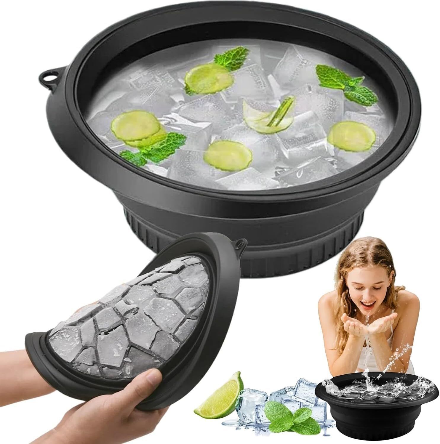 Silicone Massage Bowl Face Ice Bowl Silicone Collapsible Basin Ice Tray Foldable Ice Bath Bowl-image-11