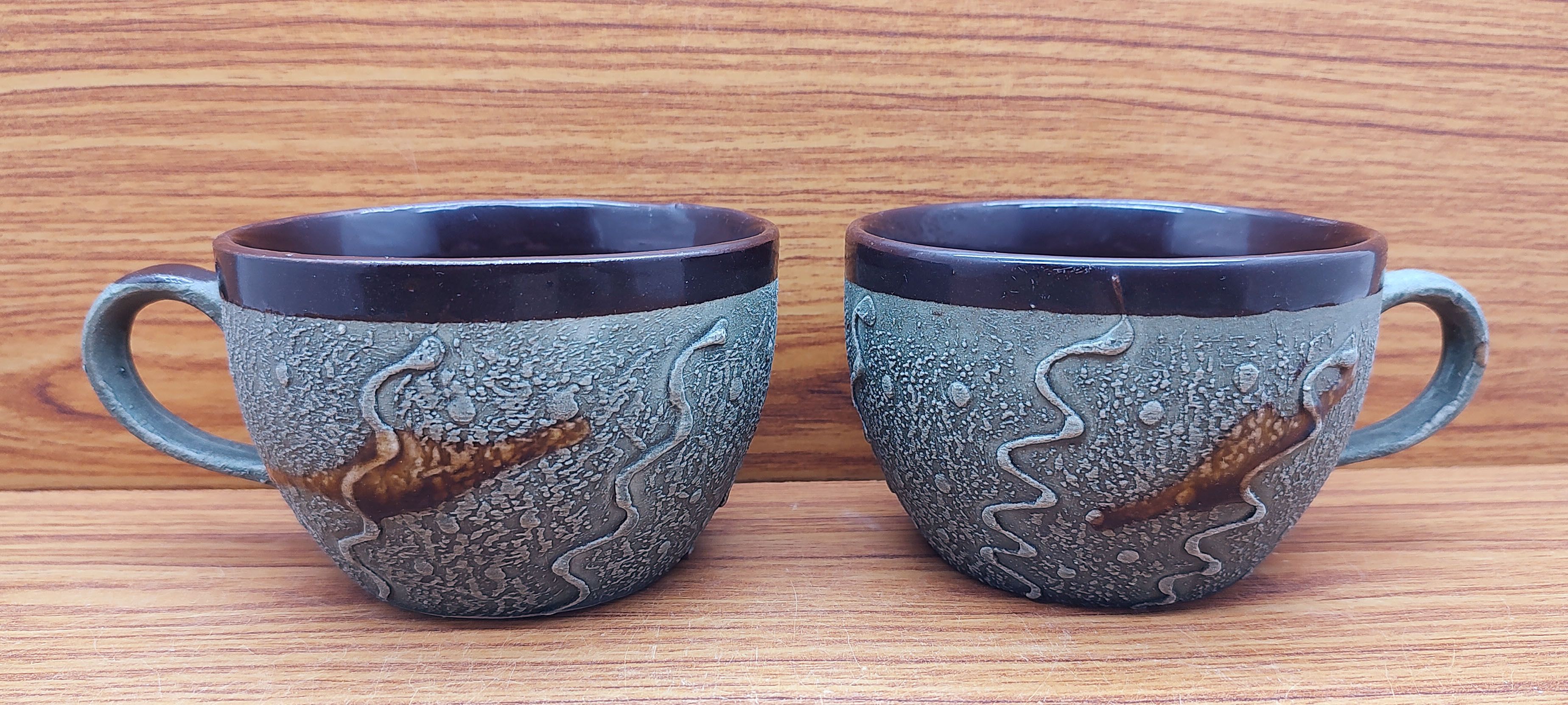 Ceramic Soup Bowl Soup Bowls Round Shape Beautiful Color Brown With Handle 300ML pack of 2-image-25